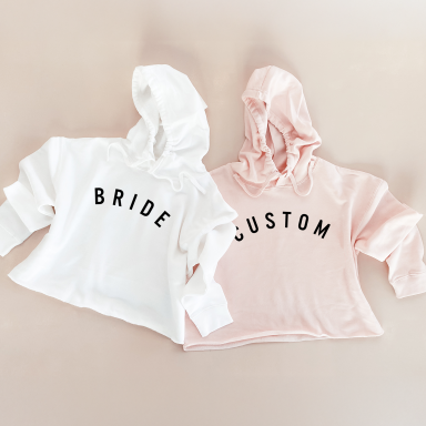 Curved Text Cropped Hoodie